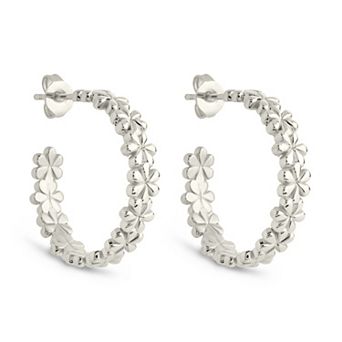MC Collective Rhodium Plated Daisy Hoop Earrings
