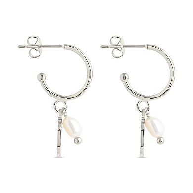 MC Collective Morgan Simulated Pearl & Disk Dangle Hoop Earrings