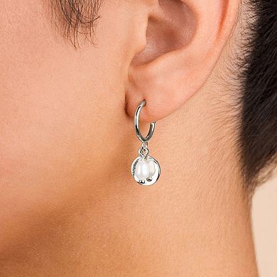 MC Collective Morgan Simulated Pearl & Disk Dangle Hoop Earrings
