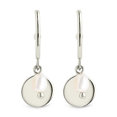 MC Collective Morgan Simulated Pearl & Disk Dangle Hoop Earrings