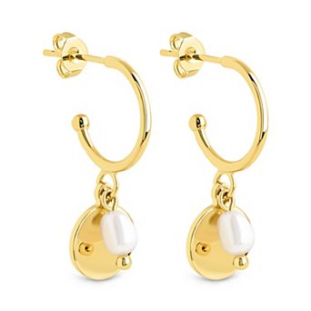 MC Collective Morgan Simulated Pearl & Disk Dangle Hoop Earrings