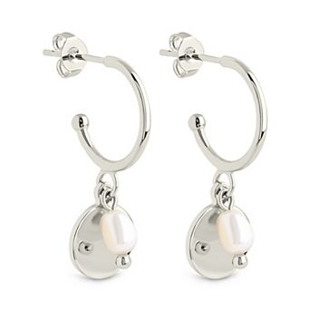 MC Collective Morgan Simulated Pearl & Disk Dangle Hoop Earrings