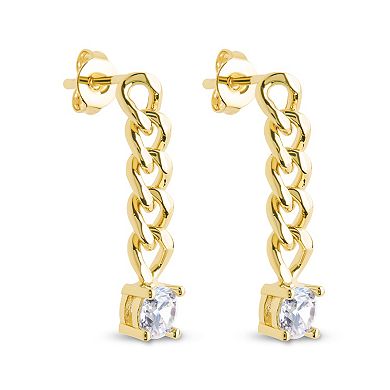 MC Collective Cubic Zirconia Chain Link Drop Stud Earrings
