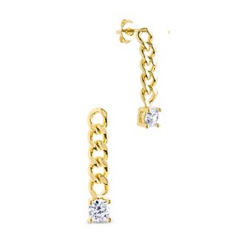 MC Collective Cubic Zirconia Chain Link Drop Stud Earrings