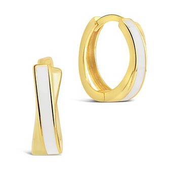 MC Collective 14k Gold Mother-of-Pearl Huggie Hoop Earrings
