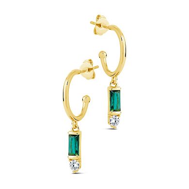 MC Collective Cubic Zirconia Charm Stud Hoop Earrings