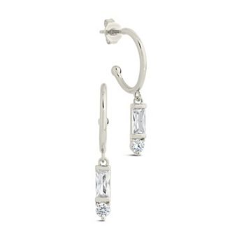 MC Collective Cubic Zirconia Charm Stud Hoop Earrings