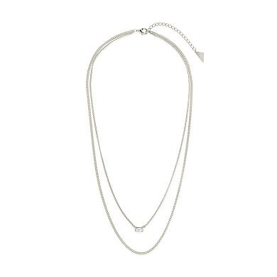MC Collective Cubic Zirconia Baguette Layered Curb Chain Necklace