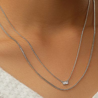 MC Collective Cubic Zirconia Baguette Layered Curb Chain Necklace