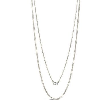 MC Collective Cubic Zirconia Baguette Layered Curb Chain Necklace