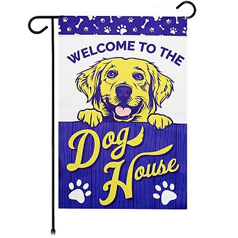 G128 12x18 in Welcome to the Dog House Garden Flag Double Sided