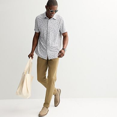Men's Apt. 9® Short Sleeve Point Collar Button-Down Shirt