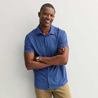 Men's Apt. 9® Short Sleeve Point Collar Button-Down Shirt