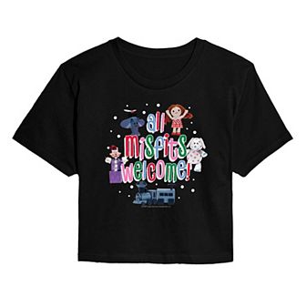 Juniors' Rudolph The Red-Nosed Reindeer All Misfits Welcome Cropped Graphic Tee