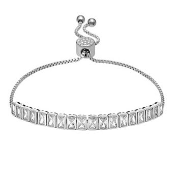 Brilliance Cubic Zirconia Baguette Cut Adjustable Bracelet