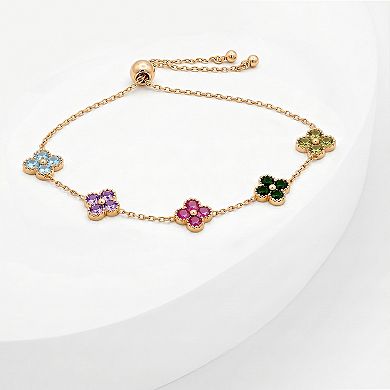 Brilliance Cubic Zirconia Clover Adjustable Bracelet