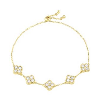 Brilliance Cubic Zirconia Clover Adjustable Bracelet