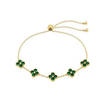 Brilliance Cubic Zirconia Clover Adjustable Bracelet