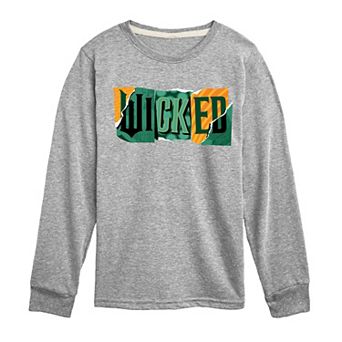 Boys 8-20 Wicked For Good Logo Ripped Long Sleeve Graphic Tee