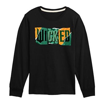 Boys 8-20 Wicked For Good Logo Ripped Long Sleeve Graphic Tee
