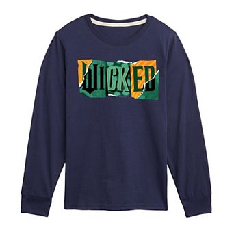 Boys 8-20 Wicked For Good Logo Ripped Long Sleeve Graphic Tee