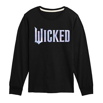 Boys 8-20 Wicked For Good Logo Butterfly Sparkle Long Sleeve Graphic Tee