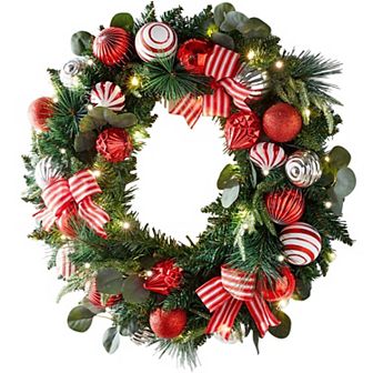 BrylaneHome 26 Pre-Lit Christmas Cheer Wreath