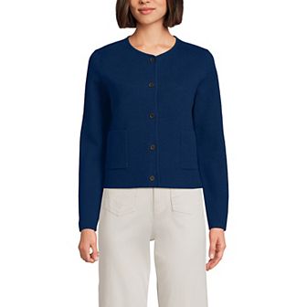 Women's Lands' End Fine Gauge Cotton Milano Blazer Sweater