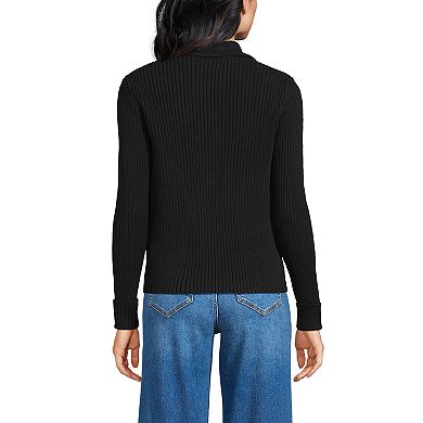Women's Lands' End Ribbed Collared Blazer Sweater