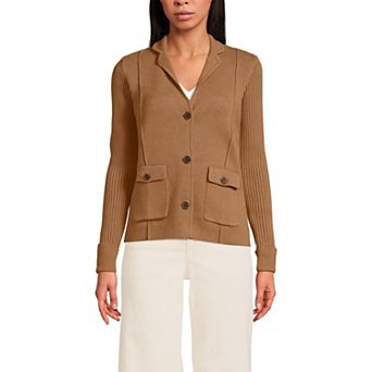 Women's Lands' End Ribbed Collared Blazer Sweater