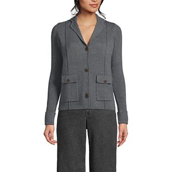Women's Lands' End Ribbed Collared Blazer Sweater