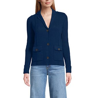 Women's Lands' End Ribbed Collared Blazer Sweater