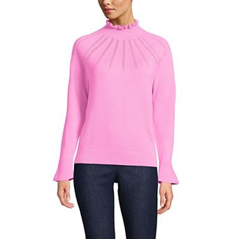 Women's Lands' End Cotton Pointelle Turtleneck Sweater