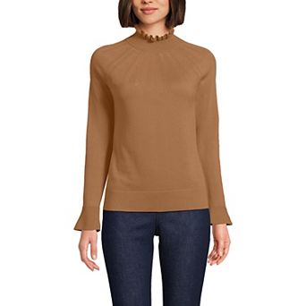 Women's Lands' End Cotton Pointelle Turtleneck Sweater