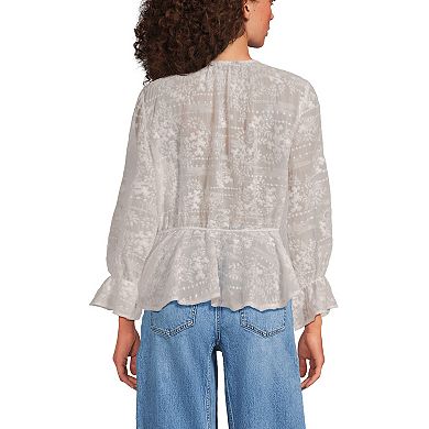 Women's Lands' End Feminine Ruffle Chiffon V-Neck Blouse