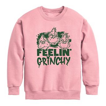 Girls Dr. Seuss The Grinch Feelin' Grinchy Christmas Graphic Crew Fleece Sweatshirt