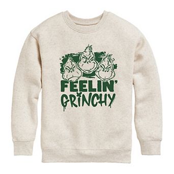 Girls Dr. Seuss The Grinch Feelin' Grinchy Christmas Graphic Crew Fleece Sweatshirt