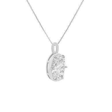 PRIMROSE Sterling Silver Cubic Zirconia Oval Box Chain Pendant Necklace