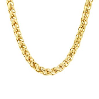 PRIMROSE 14k Gold Flash Plated Spiga Chain Necklace with Cubic Zirconia Accent
