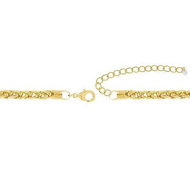 PRIMROSE 14k Gold Flash Plated Spiga Chain Necklace with Cubic Zirconia Accent