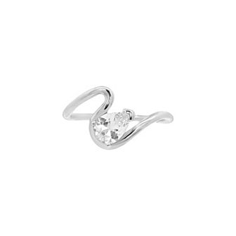 PRIMROSE Fine Silver Plated Cubic Zirconia Bypass Wave Band Ring