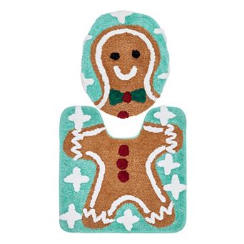 VCNY Home Multi Gingerbread Man Bath Rug Set, 2 pc