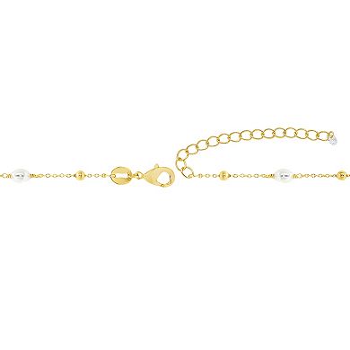 PRIMROSE Beaded Simulated Pearl Station Necklace with Cubic Zirconia Accent