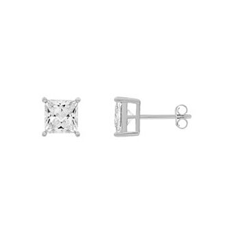 PRIMROSE Gold-Plated Cubic Zirconia Square Stud Earrings