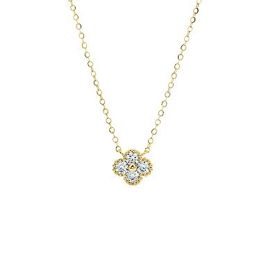 Primrose Silver-Plated Cubic Zirconia Clover Necklace