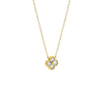 PRIMROSE Silver-Plated Cubic Zirconia Clover Necklace