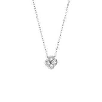 PRIMROSE Silver-Plated Cubic Zirconia Clover Necklace