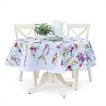 BrylaneHome 70 Round Floral Cascade Table Linen