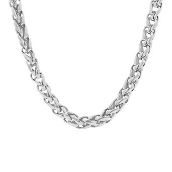 PRIMROSE Silver-Plated Spiga Chain Necklace with Cubic Zirconia Accent