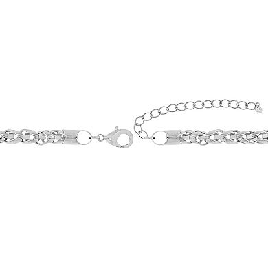 PRIMROSE Silver-Plated Spiga Chain Necklace with Cubic Zirconia Accent